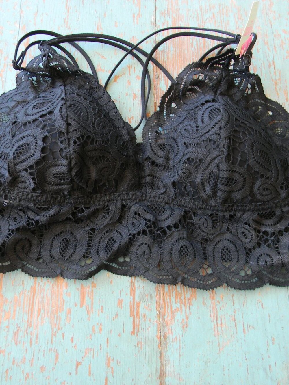 NWT VICTORIA'S SECRET PINK BLACK LACE BRALETTE SOFT BRA SZ M